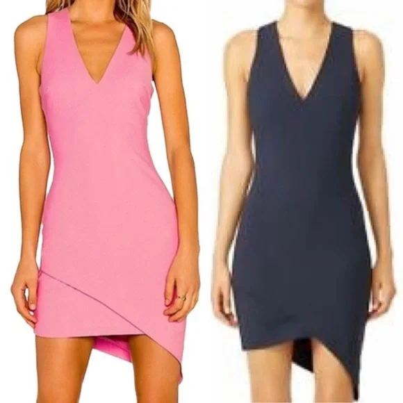 Elizabeth & James Rosa Bodycon Dress V-neck Sleeveless Asymmetric Size 0 Peach - Picture 12 of 12